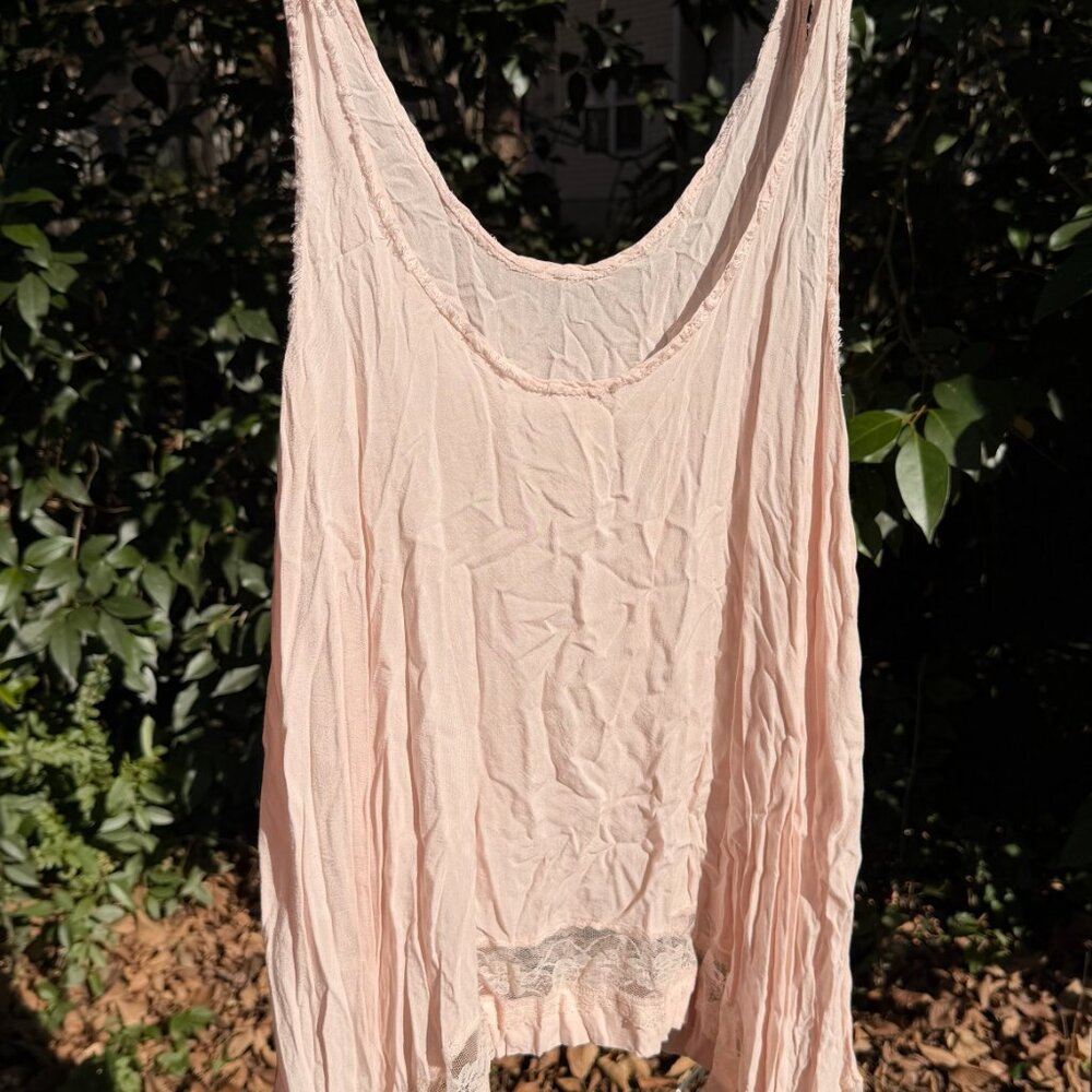 Free People Intimately Lace Hem Tank | Blush Pink Flowy Boho Cami Medium